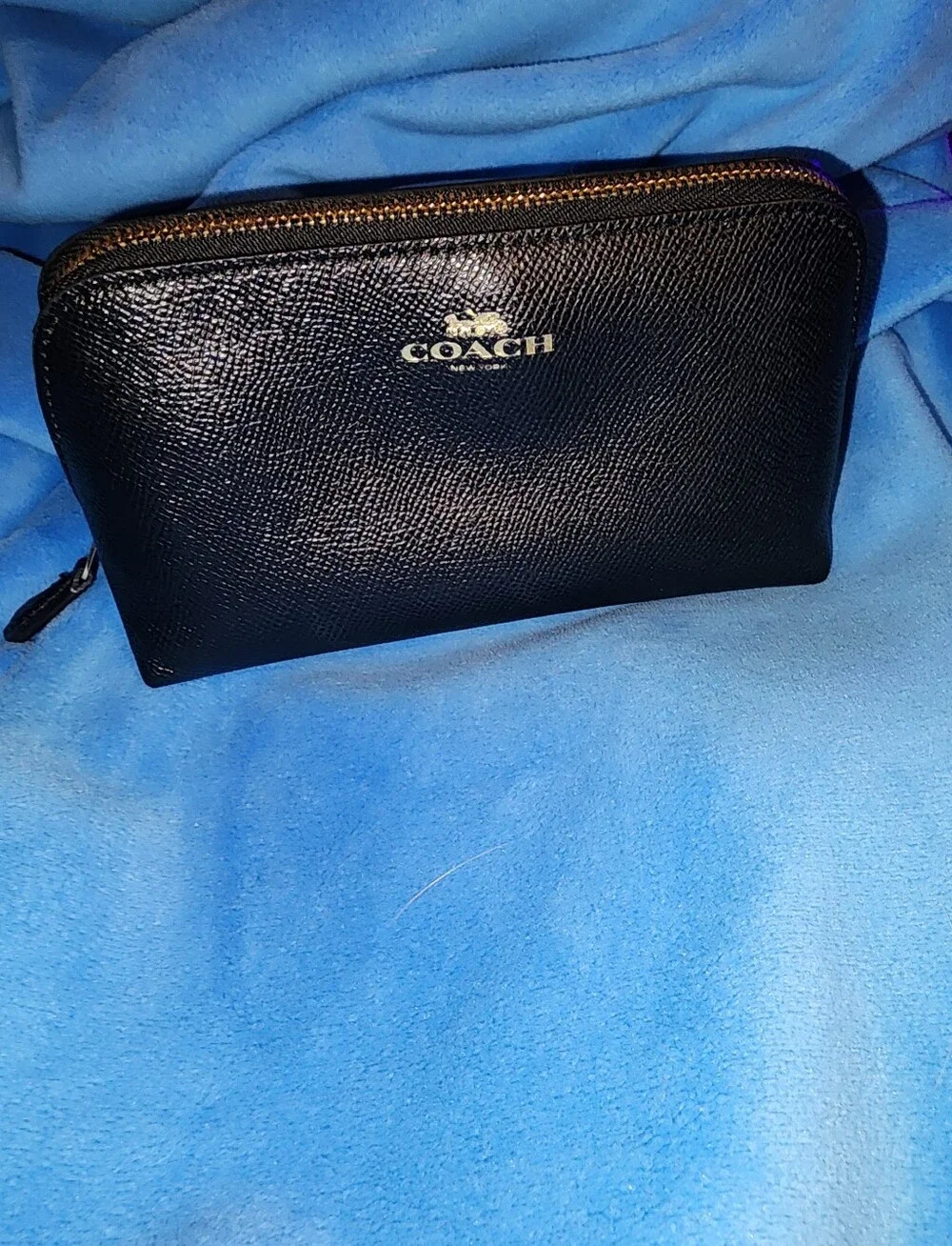Coach Black Leather Cosmetic Pouch